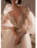 Beaded Ivory Lace Glitter Tulle Gorgeous Wedding Dress